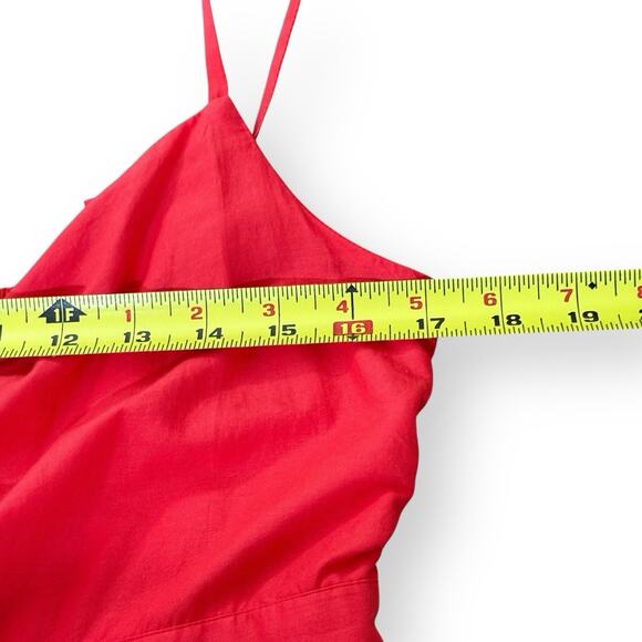 J. Crew Colorblock Tie Front Cut Out Tiered Maxi Dress Womens 10 Red Pink Blue - Picture 13 of 15